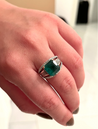 5 Carat Natural Emerald and Baguette Diamond 14k White Gold Art Deco Ring-Rings-ASSAY