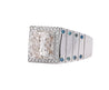 5 Carat Radiant Cut White and Blue Lab Grown Diamond Mens Ring in 14K White Gold