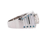 5 Carat Radiant Cut White and Blue Lab Grown Diamond Mens Ring in 14K White Gold