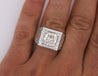 5 Carat Radiant Cut White and Blue Lab Grown Diamond Mens Ring