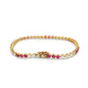 5 Carat Ruby and Lab Grown Diamond 3-Prong 14K Gold Tennis Bracelet