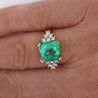 5 Ct Colombian Emerald and Diamond Cluster Side 14K Gold Ring