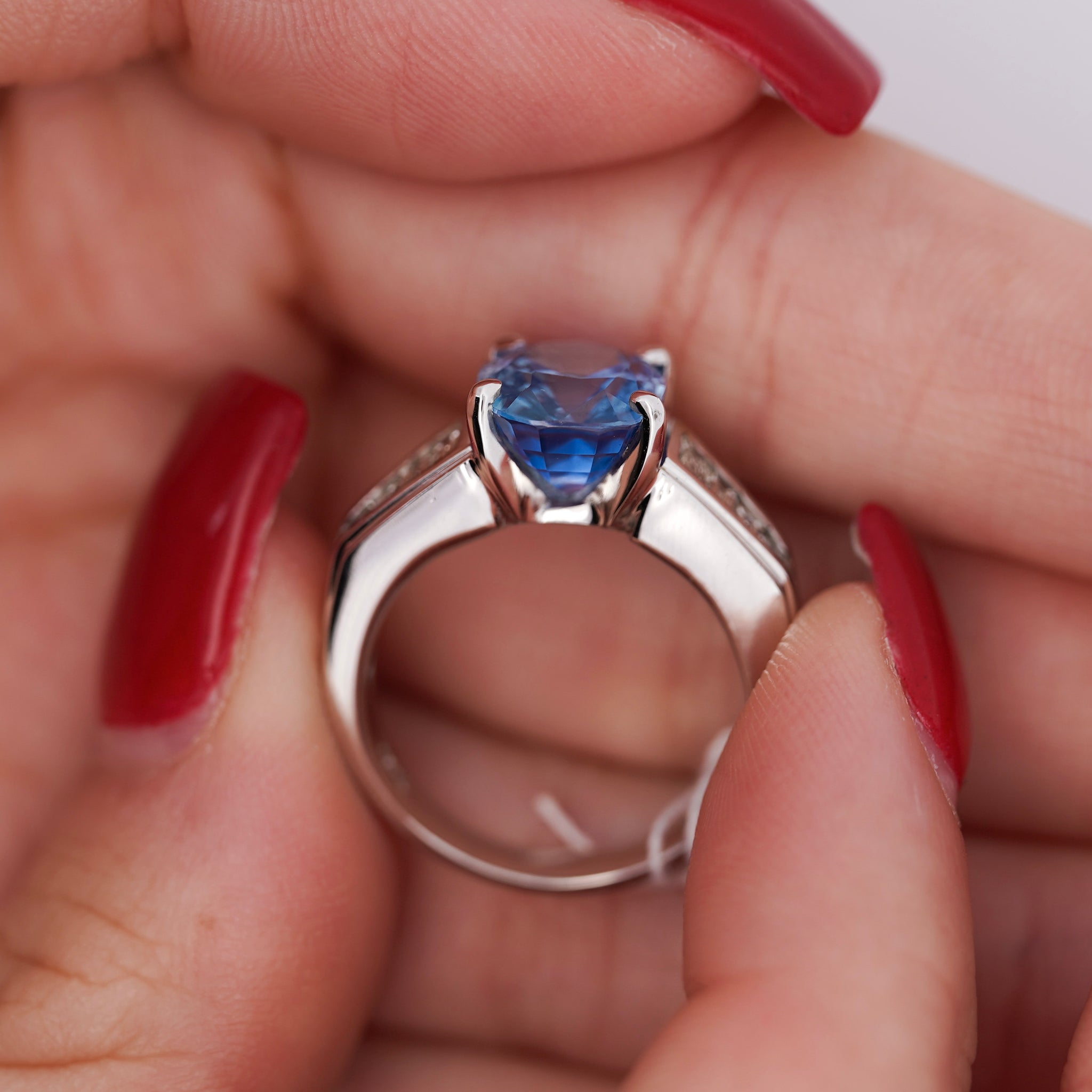 4.71ct Oval Cut No Heat Sri Lanka Blue Sapphire Ring