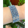 53 Carat Oval Cut Aquamarine and Diamond Multi Row Tennis Bracelet in 18K White Gold