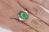 5.03 Carat Natural Jade and diamond Filigree Cathedral Platinum Ring