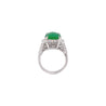 5.03 Carat Natural Jade and diamond Filigree Cathedral Platinum Ring-Rings-ASSAY