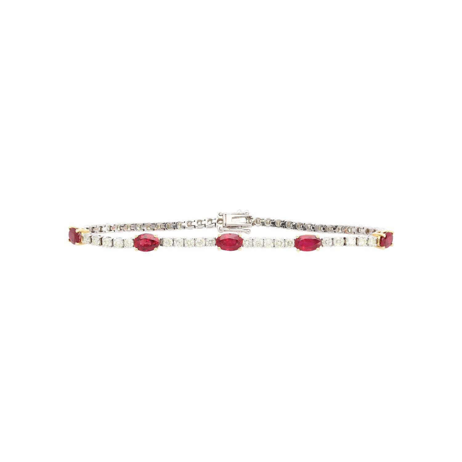 5.13 carat Ruby and Diamond Tennis Bracelet in 18K White Gold-Bracelet-ASSAY