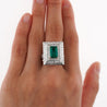 5.17 Carat Colombian Emerald & Baguette Diamond Rectangle Art Deco Frame Ring