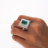 5.17 Carat Colombian Emerald & Baguette Diamond Rectangle Art Deco Frame Ring