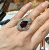 5.3 Carat Pear Cut Ruby & Baguette Diamond Ballerina White Gold Ring