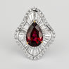 5.3 Carat Pear Cut Ruby & Baguette Diamond Ballerina White Gold Ring