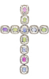 5.39 Carat Multicolored Natural Sapphire & Diamond Cross Pendant