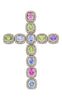 5.39 Carat Multicolored Natural Sapphire & Diamond Cross Pendant