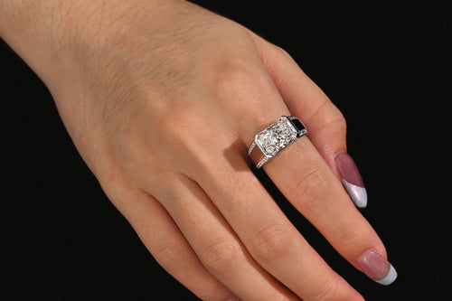 5.4 Carat Radiant Cut Lab Diamond Half Bezel East-West Unisex Ring