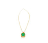 5.42 Carat Natural Emerald Pendant Necklace with Yellow Diamond Halo in 18k Gold