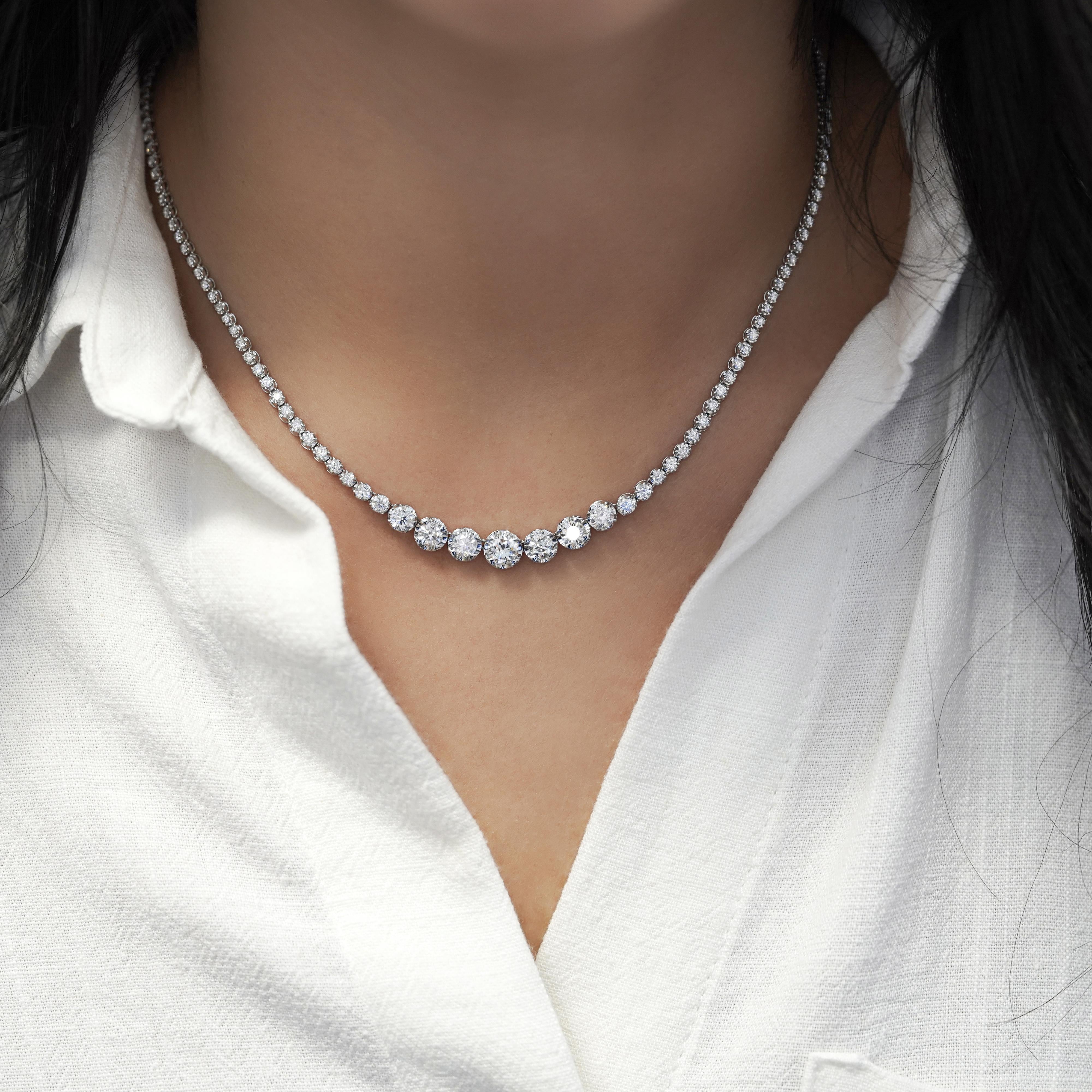 5.5 Carat Diamond White Gold Graduated Riviera Cupcake Tennis Necklace