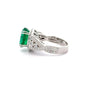 5.5 Carat Oval Cut Emerald & Diamond 18K White Gold Filigree Crossover Ring