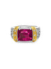 5.50 Carat Rubellite Tourmaline Carved Heart Motif Filigree East West Ring