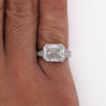 5.53 Carat Emerald Cut Lab Grown Diamond Half Bezel White Gold Ring