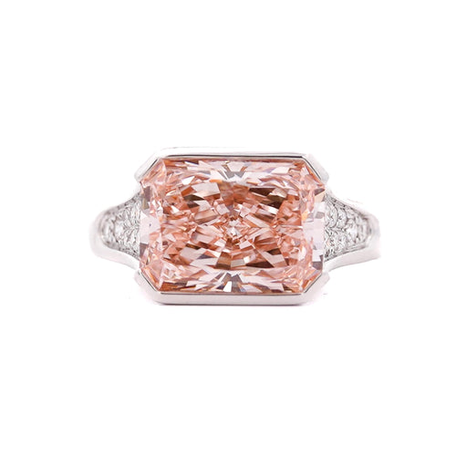 5.54 Carat Fancy Intense Pink Lab Grown Diamond Half Bezel Ring