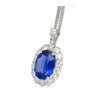 5.83 Carat Oval No Heat Blue Sapphire & Diamond Halo Platinum Pendant Necklace