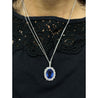 5.83 Carat Oval No Heat Blue Sapphire & Diamond Halo Platinum Pendant Necklace