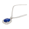 5.83 Carat Oval No Heat Blue Sapphire & Diamond Halo Platinum Pendant Necklace