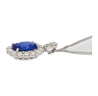 5.83 Carat Oval No Heat Blue Sapphire & Diamond Halo Platinum Pendant Necklace