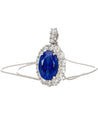 5.83 Carat Oval No Heat Sri Lanka Blue Sapphire & Diamond Pendant in Platinum