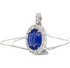 5.83 Carat Oval No Heat Sri Lanka Blue Sapphire & Diamond Pendant in Platinum