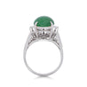 5.87 Carat Grade A Jadeite Jade and Diamond Platinum 3 Stone Ring