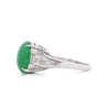 5.87 Carat Grade A Jadeite Jade and Diamond Platinum 3 Stone Ring