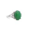 5.87 Carat Grade A Jadeite Jade and Diamond Platinum 3 Stone Ring