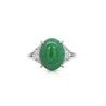 5.87 Carat Grade A Jadeite Jade and Diamond Platinum 3 Stone Ring