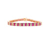 6 Carat Baguette-Cut Ruby & Diamond 14K Gold Link Bracelet