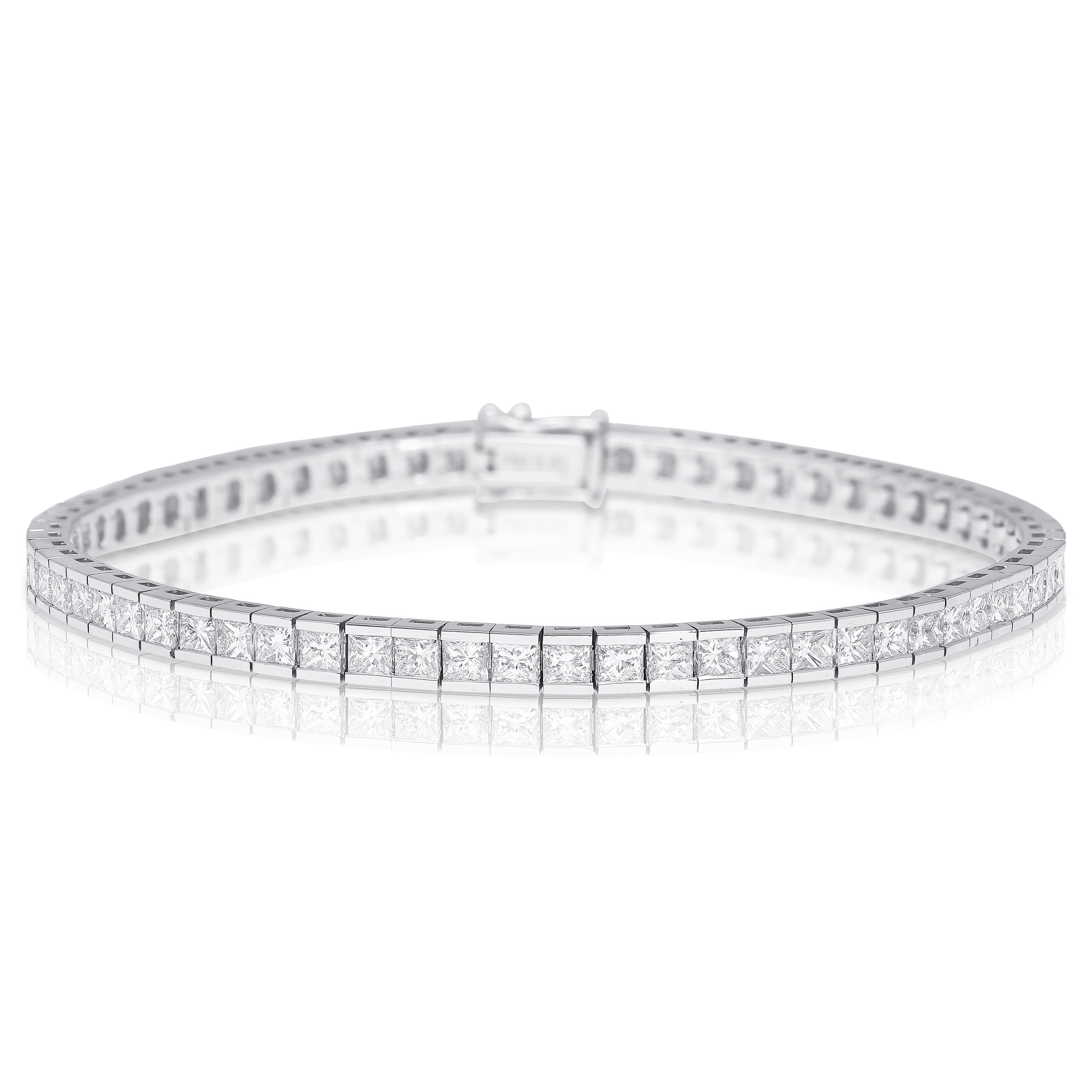 6 Carat Diamond Princess Cut Diamond Half Bezel Channel Tennis Bracelet-Necklace-ASSAY