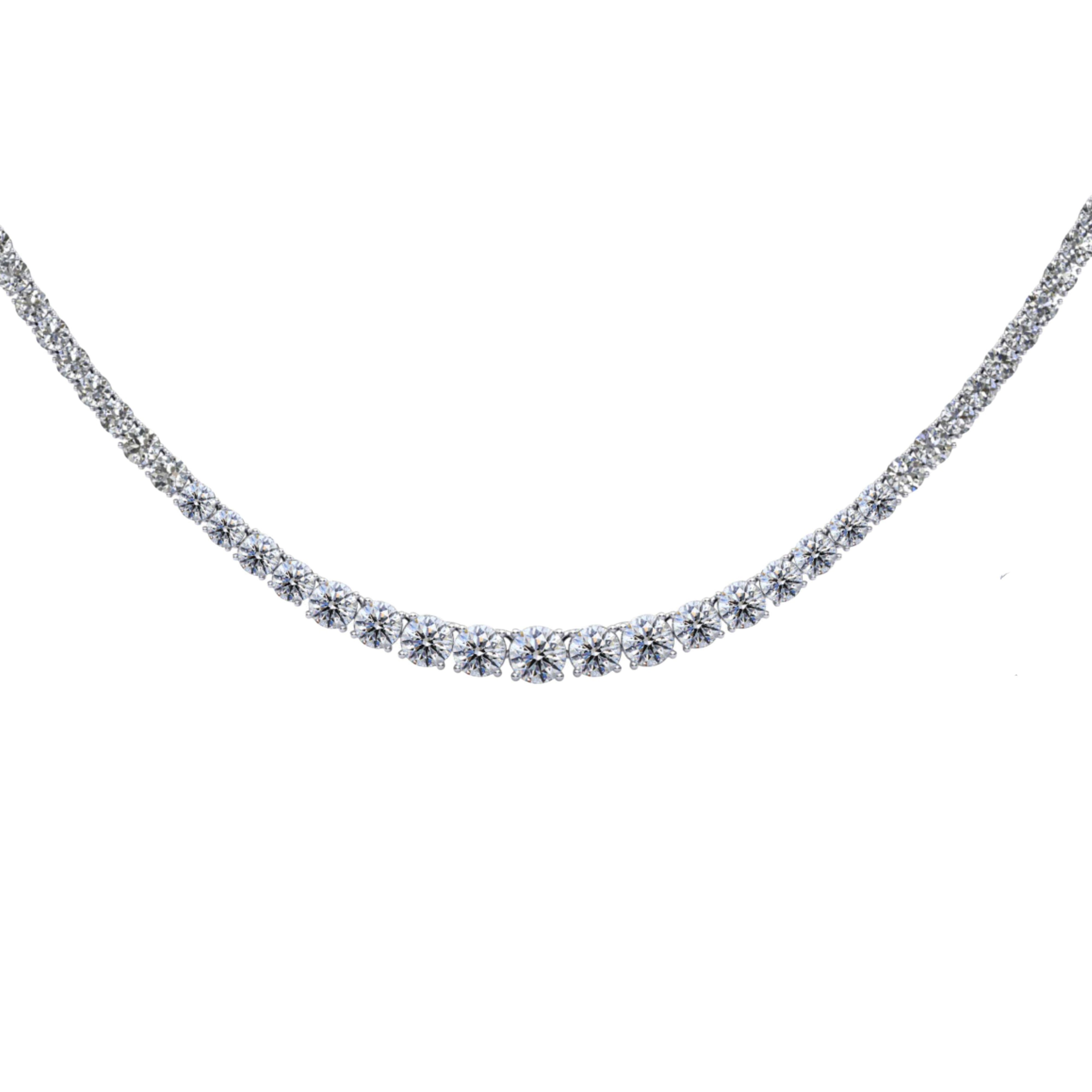 6 Carat Natural Diamond Riviera Graduated Tennis Necklace Platinum 17" 4-Prong