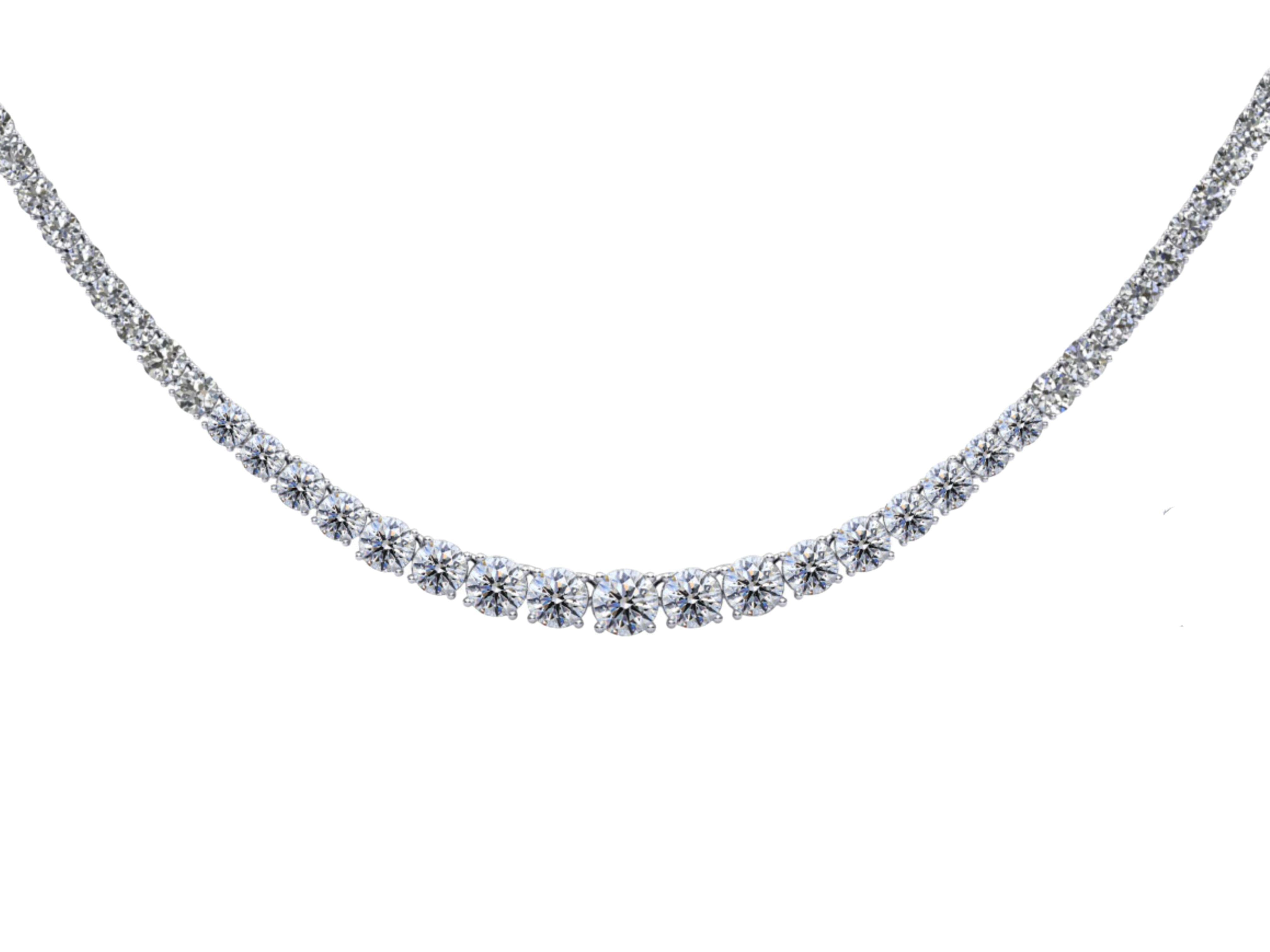 6 Carat Natural Diamond Riviera Graduated Tennis Necklace Platinum 17"
