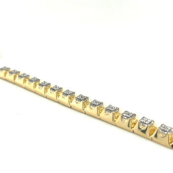 6 Carat TW 14K Solid Gold Men's Two Tone Square Shaped Diamond Link Bracelet – Assay Jewelers