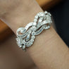 60 Carat Baguette & Round Cut Diamond in Platinum Retro Scroll Design Bracelet