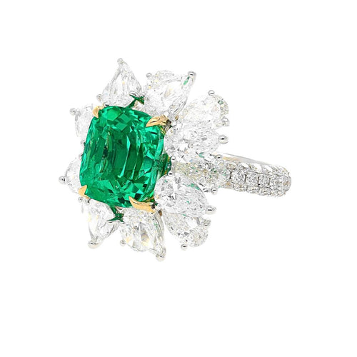 6.19 Carat No Oil Colombian Emerald Ring AGL Certified