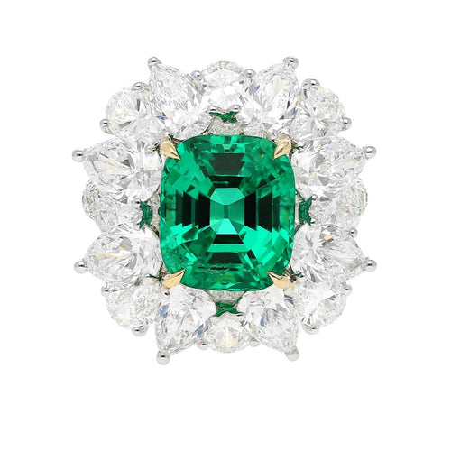 6.19 Carat No Oil Colombian Emerald Ring AGL Certified