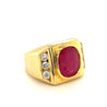 6.20 Carat GRS certified Ruby Mens Ring in 14k Yellow Gold - Rings