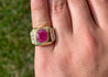 6.20 Carat GRS certified Ruby Mens Ring in 14k Yellow Gold