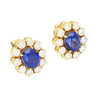 6.28 Carat Royal Ceylon Blue Sapphire and Diamond Halo Stud Earrings