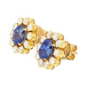 6.28 Carat Royal Ceylon Blue Sapphire and Diamond Halo Stud Earrings