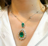 6.42 Carat Floating Emerald with Diamond & Emeralds in 18K Pendant Necklace