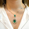 6.42 Carat Floating Emerald with Diamond & Emeralds in 18K Pendant Necklace