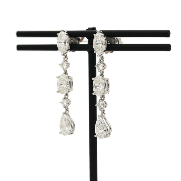 6.5 Carat Multi Shape Diamond Marquise-Oval-Pear Linear Drop Earring