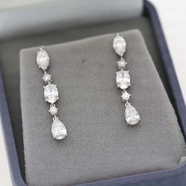 6.5 Carat Multi Shape Diamond Marquise-Oval-Pear Linear Drop Earring